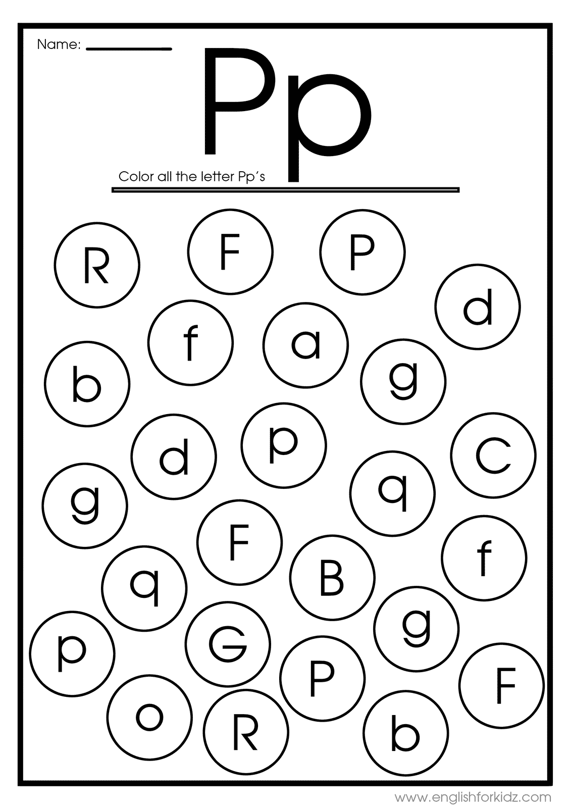 letter p homework for preschoolers