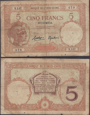 Nuova Caledonia 5 francs 1926 P# 36b