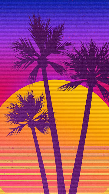 Retro Sunset Palm Tree iPhone Wallpaper