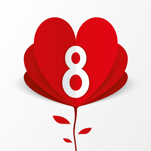 Woman Day Red Style 8 March design elements free vector