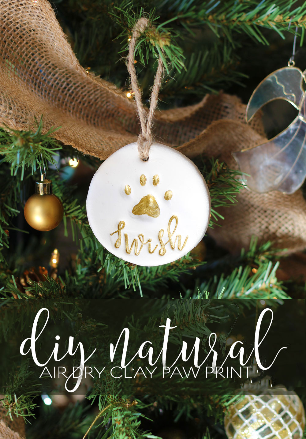 DIY natural organic pet cat dog paw print ornament modern script stamps