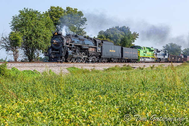 NKP 765, with NS 1072 and NS 1070 lead train O99 at Palmer, IL.