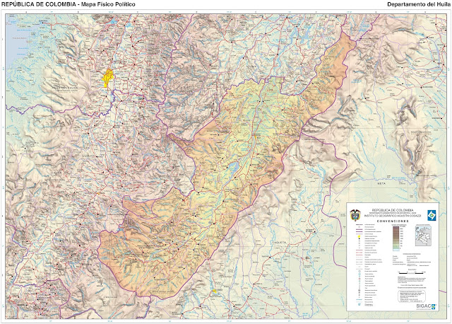 Mapa da Colômbia - Departamento de Huila