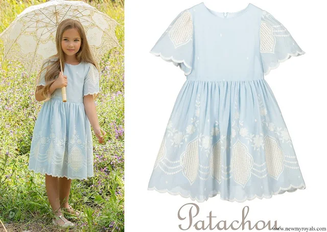 Princess Estelle wore Patachou Blue Embroidered Dress