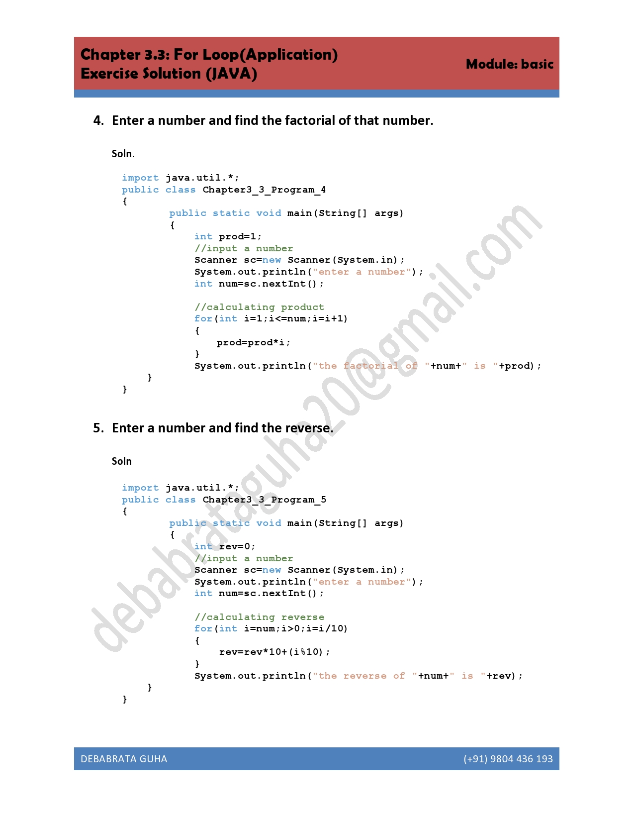 JAVA SOLUTION (Chapter 3.3 ) : FOR Application