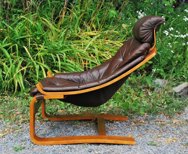 Tribute 20th Decor Vintage Leather Sling Lounge Chair & Ottoman