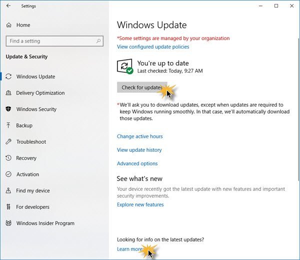 controleren op Windows-updates