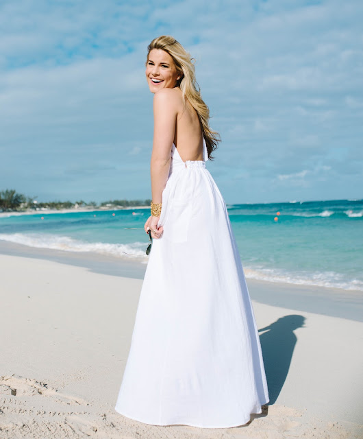 white backless maxi dress