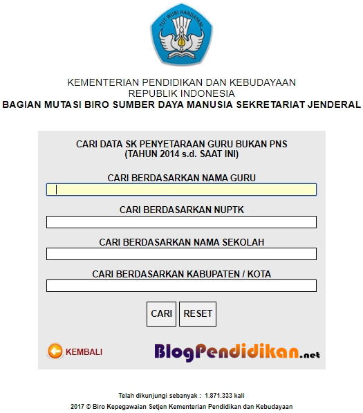 Cara Cek SK Penyetaraan dan SK Inpassing GURU Non PNS - Blog Pendidikan