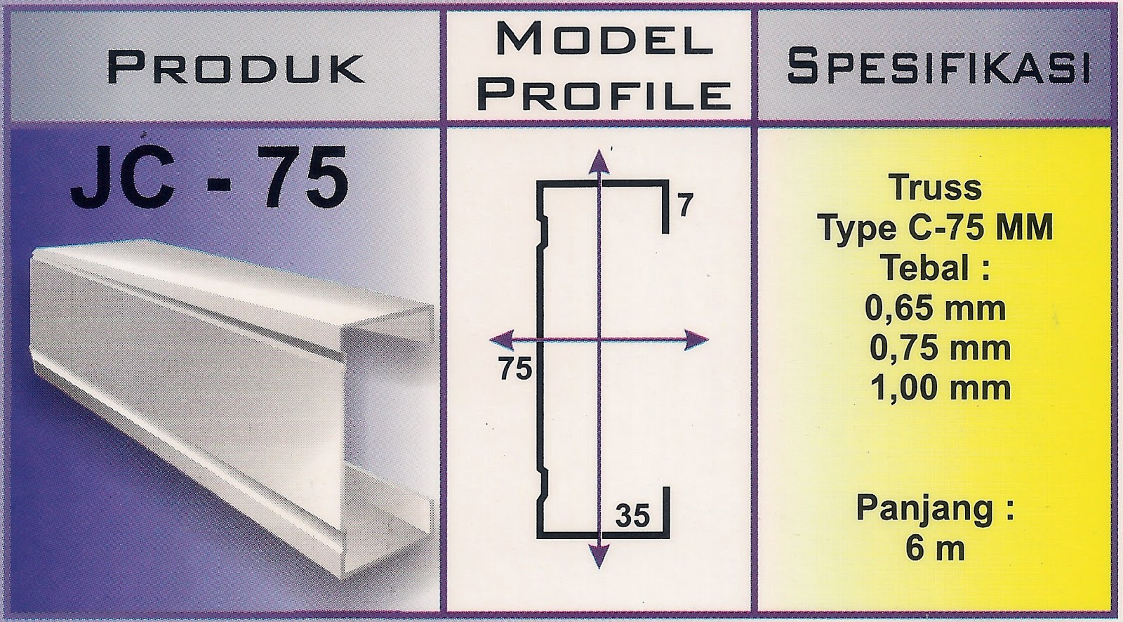 Spesifikasi Baja Ringan C75