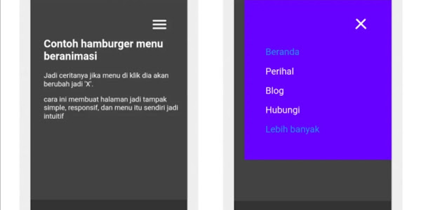 Lanjutan cara membuat sidenav blog murni CSS dengan hamburger menu beranimasi