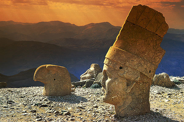 See the Ancient Statues Near the Royal Tomb on the Mount Nemrut, Turkey