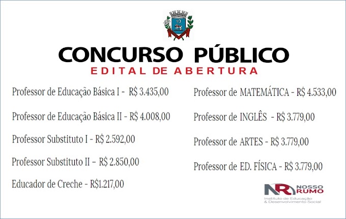 Aberto Concurso na área da Educação para níveis médio e superior. Salários até  R$ 4.533,00