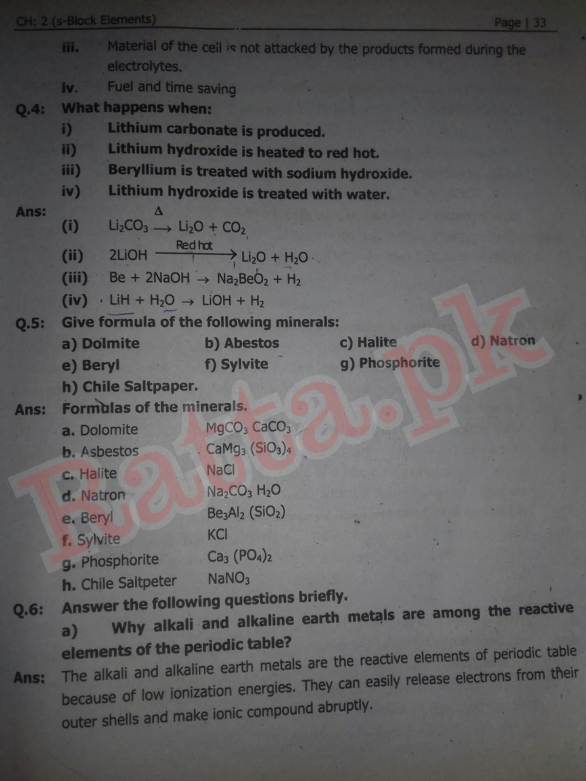 FSc 2nd Year Chemistry Chapter 2 Notes [MCQs & Short Questions] - Ratta.pk