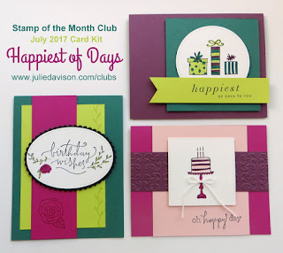 Stampin' Up! Happiest of Days Card Kit designed by Julie Davison featuring 2017-2019 In Colors & Stitched Shapes Framelits ~ www.juliedavison.com/clubs