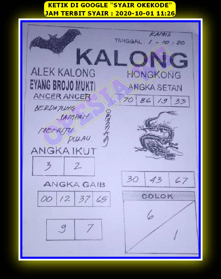 1 New Message Kode Syair Hongkong 1 Oktober 2020 Forum Syair Togel Hongkong Singapura Sydney