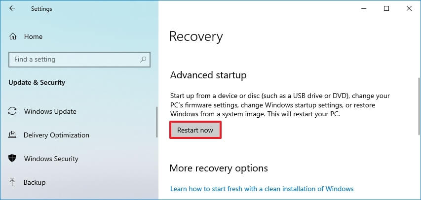 windows 10 advanced startup restart