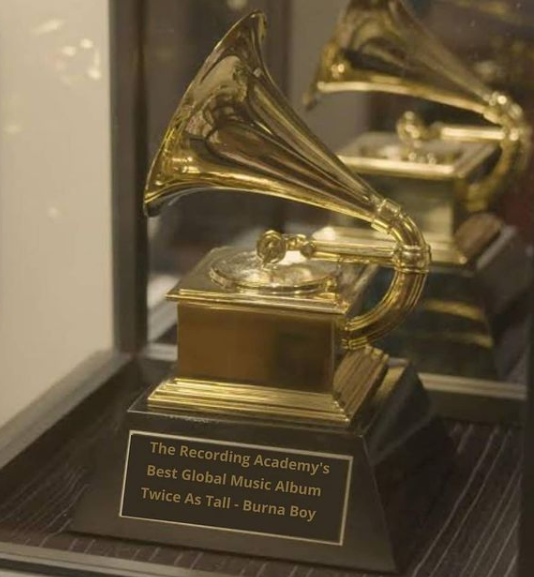 Burna Boy's Grammy Award plaque