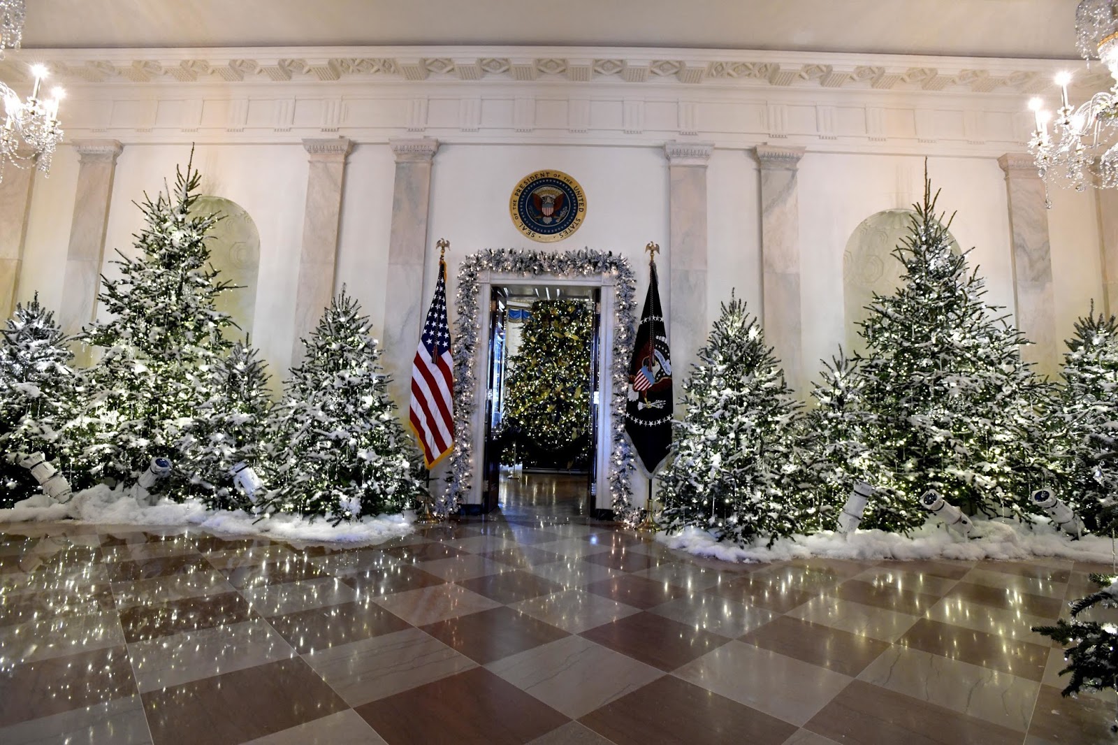 Melania Unveils White House Christmas Decor in Dior Melania Trump Style