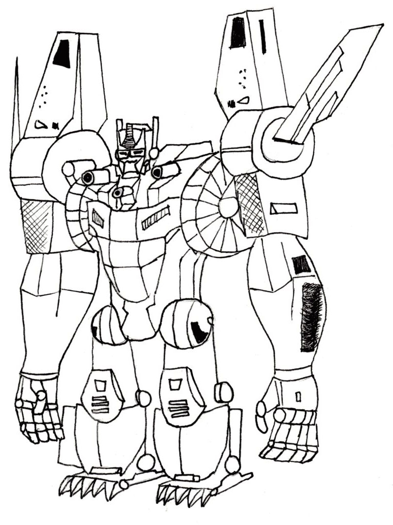  Sketsa  Gambar  Mewarnai Hitam Putih Robot  Transformers 