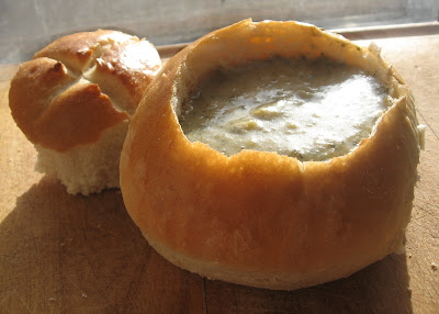 Bread bowls are best with thick cream based soups and hearty stews