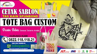 Cetak Sablon Tas Kain Spundbond Tote Bag Goodie Bag di Batang Batang