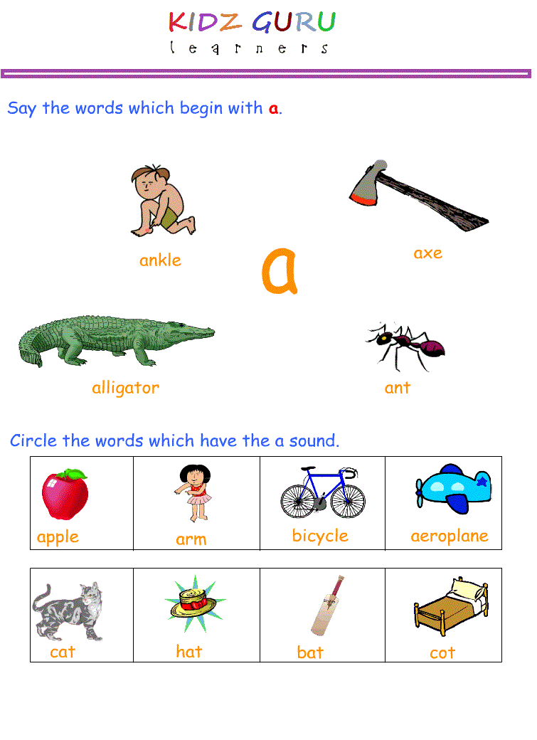 Kindergarten Worksheets: KIDZ GURU : Printable -- Alphabets ( A - Z