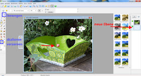 Screenshot PhoXo mit markierten Bearbeitungswerkzeugen