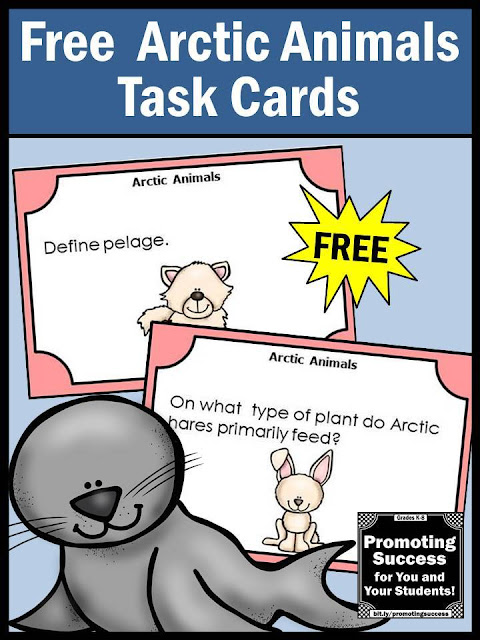  free arctic animals task cards activities games