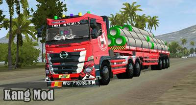 mod hino 500 galen trailer muatan pipa beton