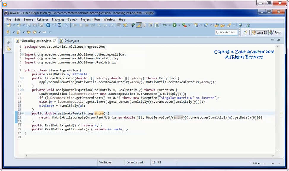 Prototype Project Linear Regression w/ Java & Normal Equation (01)