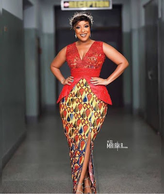 plain and pattern ankara gown styles