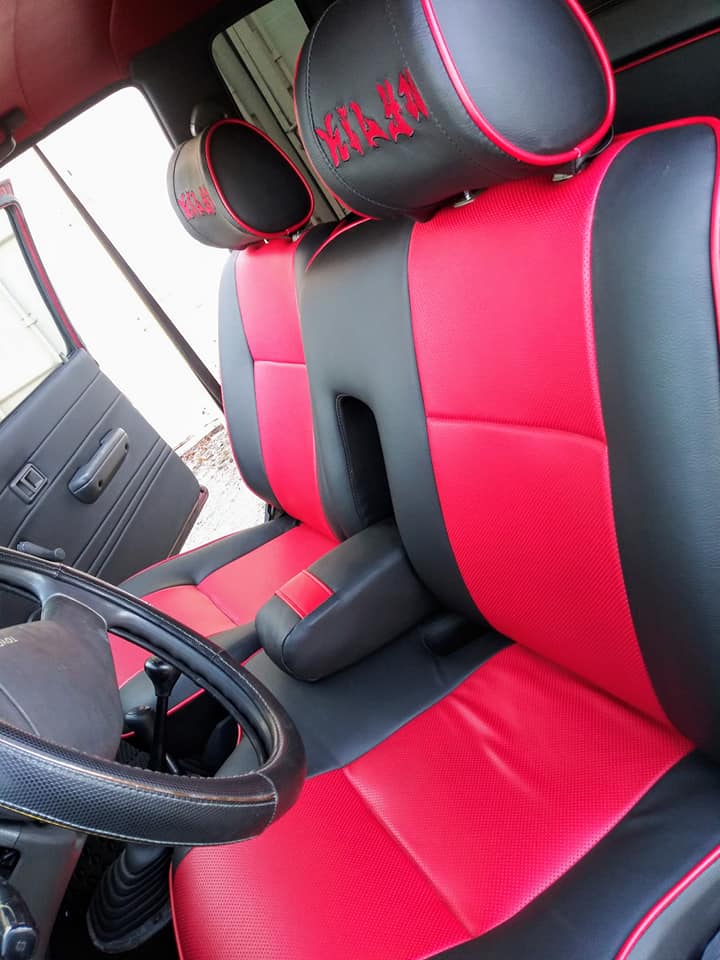 Custom Car Interior Red & Black & Perforated in Between