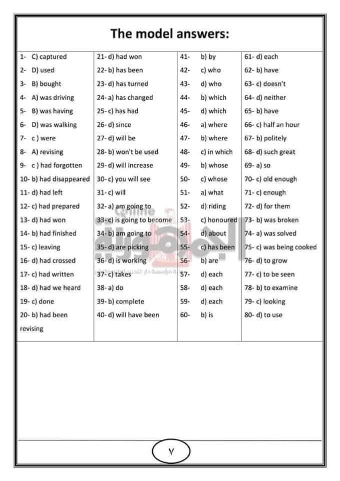 امتحان اللغة الانجليزية للثانوية العامة 2024.. توقعات جريدة الجمهورية 80 سؤال بالإجابات 7