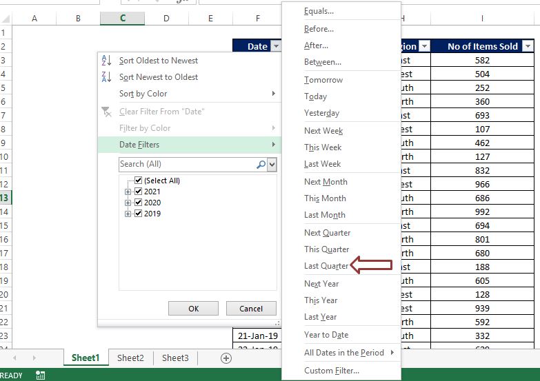 Date Filter in Excel