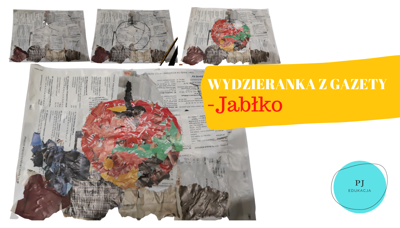 Prace Plastyczne Kolaż Z Gazet Wydzieranka z gazety- JABŁKO. Klasa 6