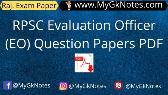 RPSC Evaluation Officer (EO) Question Papers PDF