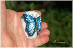 motyle świata, Butterflies of the world, painting on the rock, rock art, stone art. Morpho cipris
