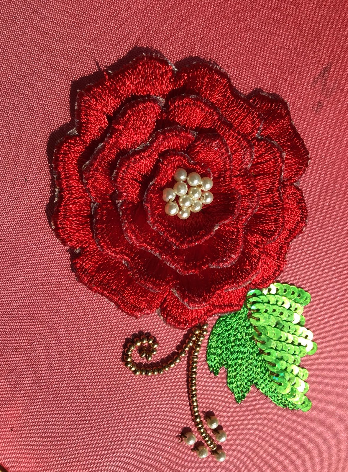 3D rose embroidery