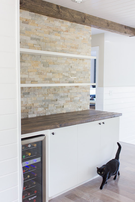 Floating Bar Shelves with Stone