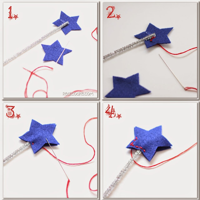 A 4th of July Craft to make a Yarn and Felt star studded wreath from #realcoake 4th of July Craft - Wreath