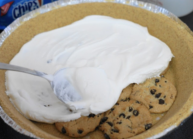 No-Bake Chocolate Chip Cookie Pie with Cool Whip and Chips Ahoy! cookies image