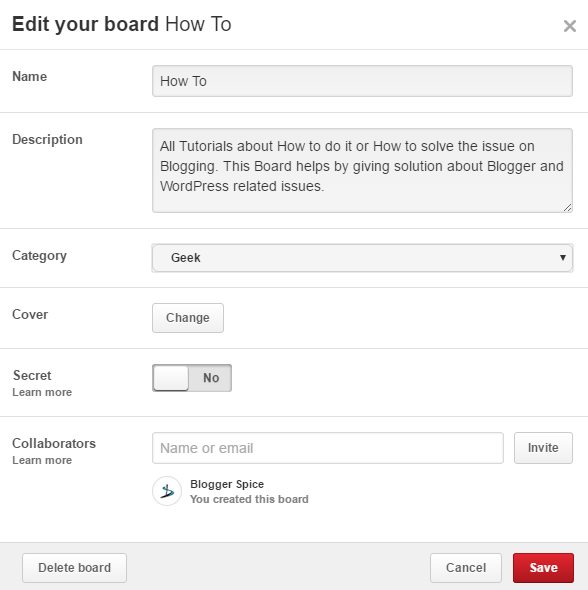 How to Change Pinterest Page’s Board Cover Images? Blogger Spice