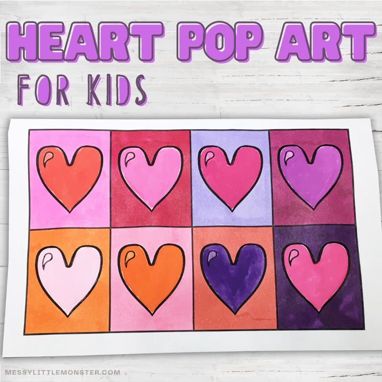 Heart Pop Art for Kids - Messy Little Monster