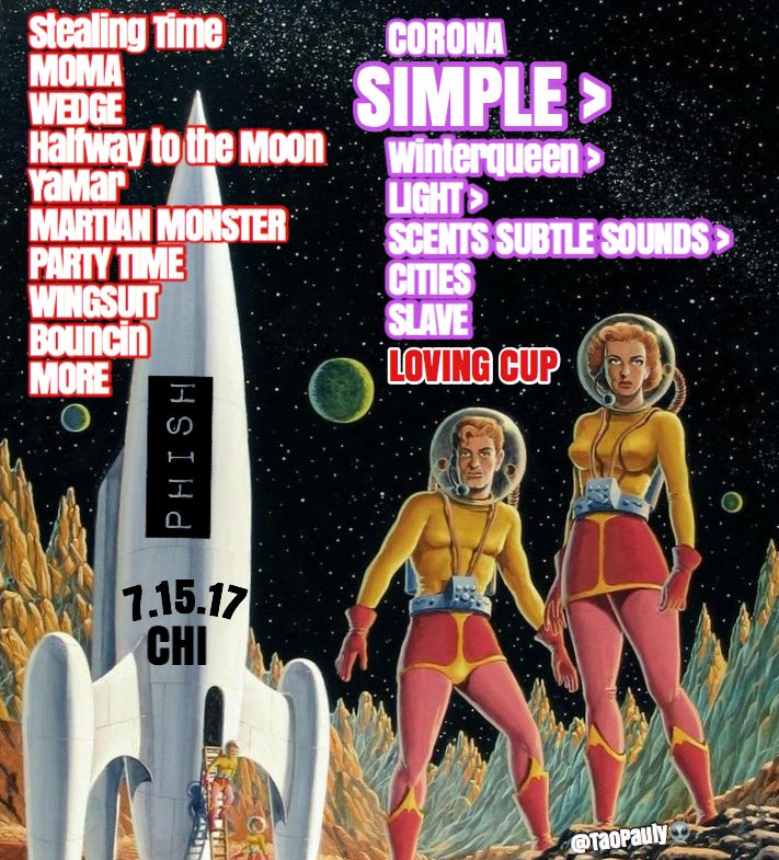 Phish Setlist Chicago 7/15/2017 Northerly Island Saturday SIMPLE