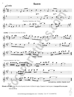 Hoja 2 Flauta Travesera, flauta dulce y flauta de pico Partitura de Suave de Luis Miguel Sheet Music for Flute and Recorder Music Scores    Sirve para Oboe y Violín
