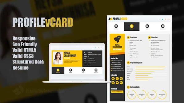 ProfilevCard Responsive Blogger Template Premium Free