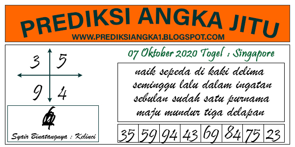 Prediksi Togel Jitu Singapore Rabu 07 Oktober 2020 - PREDIKSI ANGKA