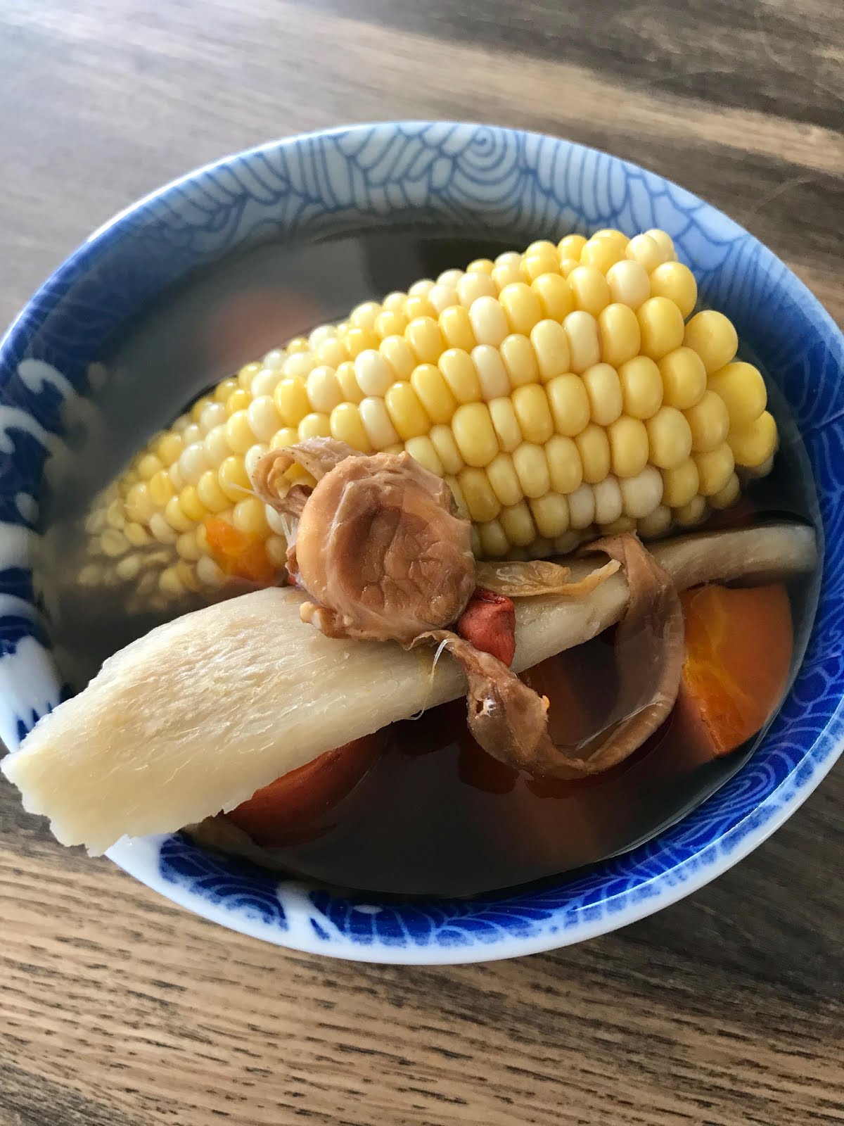 Once upon a cook Asian Moon Scallop, Chinese Yam and Corn Soup