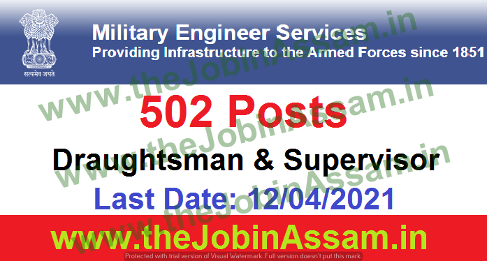Military Engineer Services Recruitment 2021: 502 Draughtsman & Supervisor Vacancy Military Engineer Services Recruitment 2021: 502 Draughtsman & Supervisor Vacancy